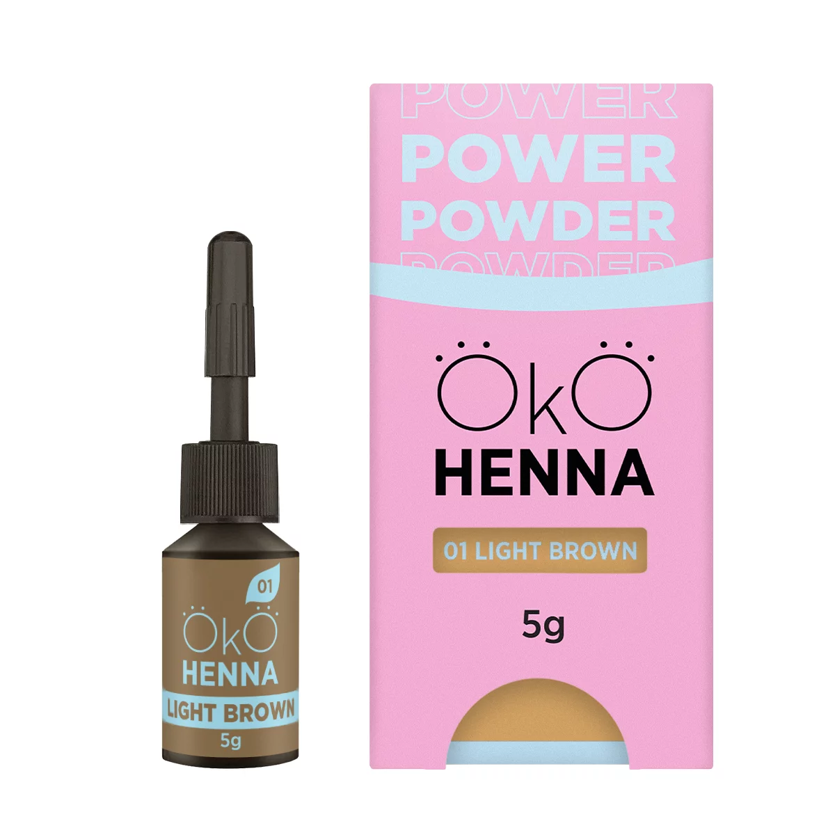 Poudre OKO Power, Henné 01 Châtain clair, 5 g-10 g
