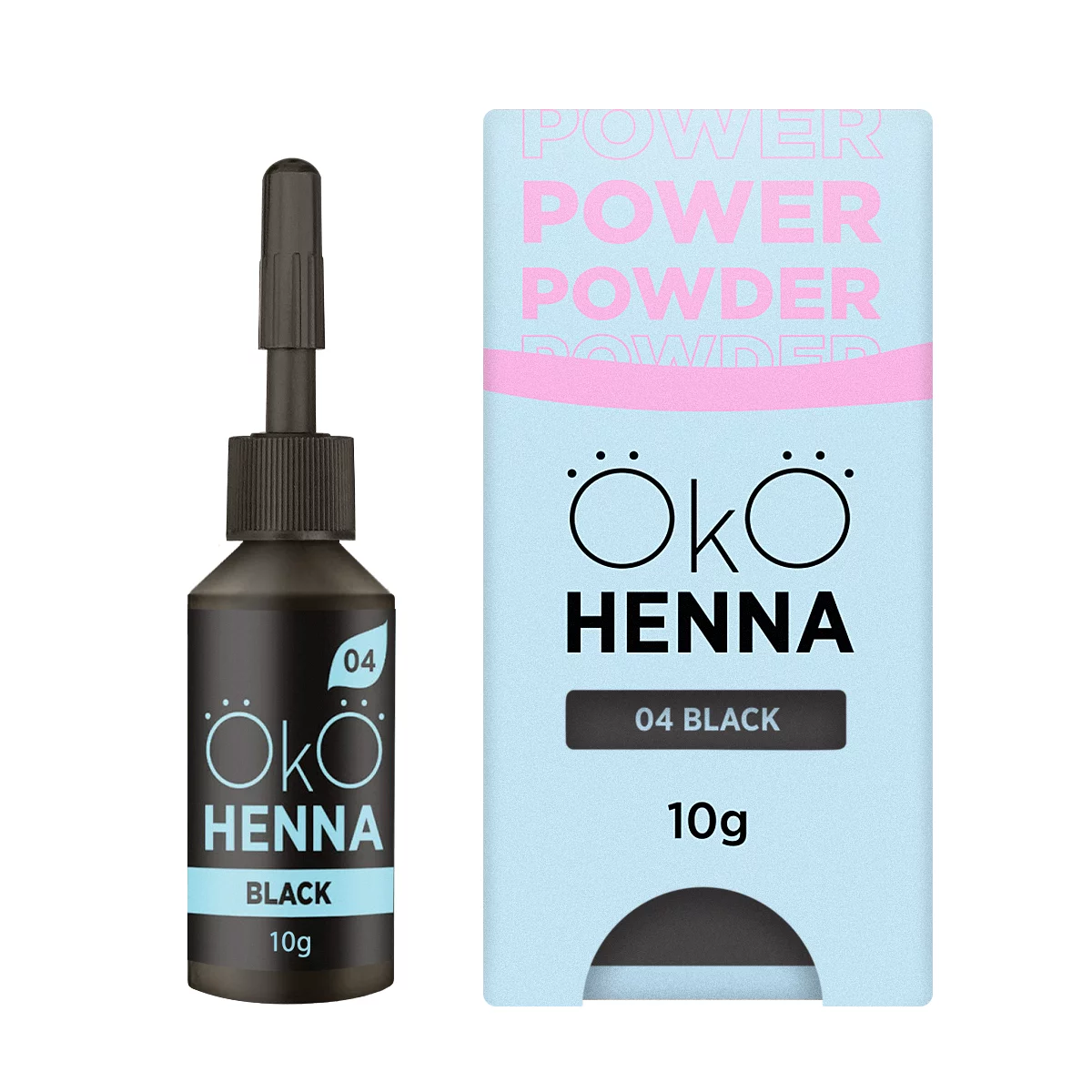 Poudre puissante OKO, henné 04 noir, 5 g-10 g