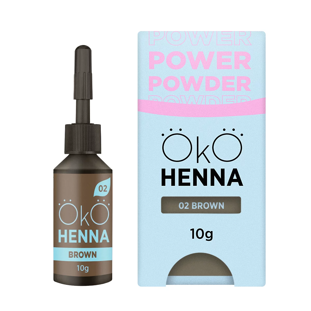 Poudre puissante OKO, henné 02 Brun, 5 g-10 g