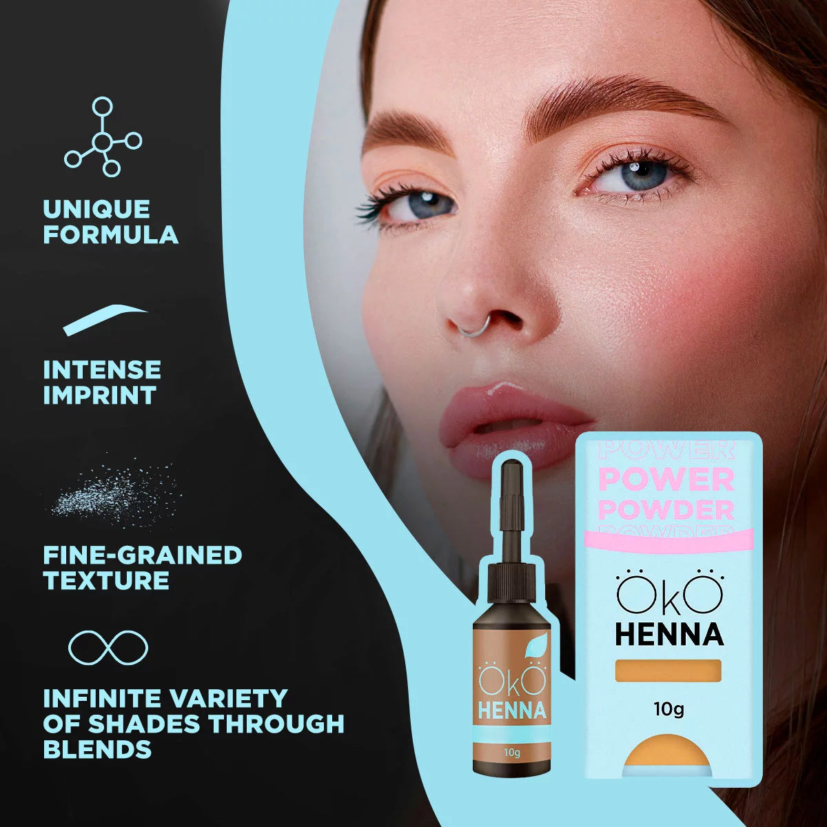 Poudre OKO Power, Henné 03 Brun foncé, 5 g-10 g