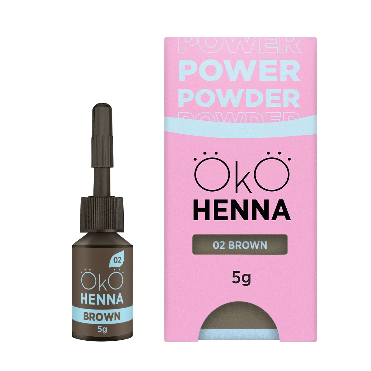 Poudre puissante OKO, henné 02 Brun, 5 g-10 g