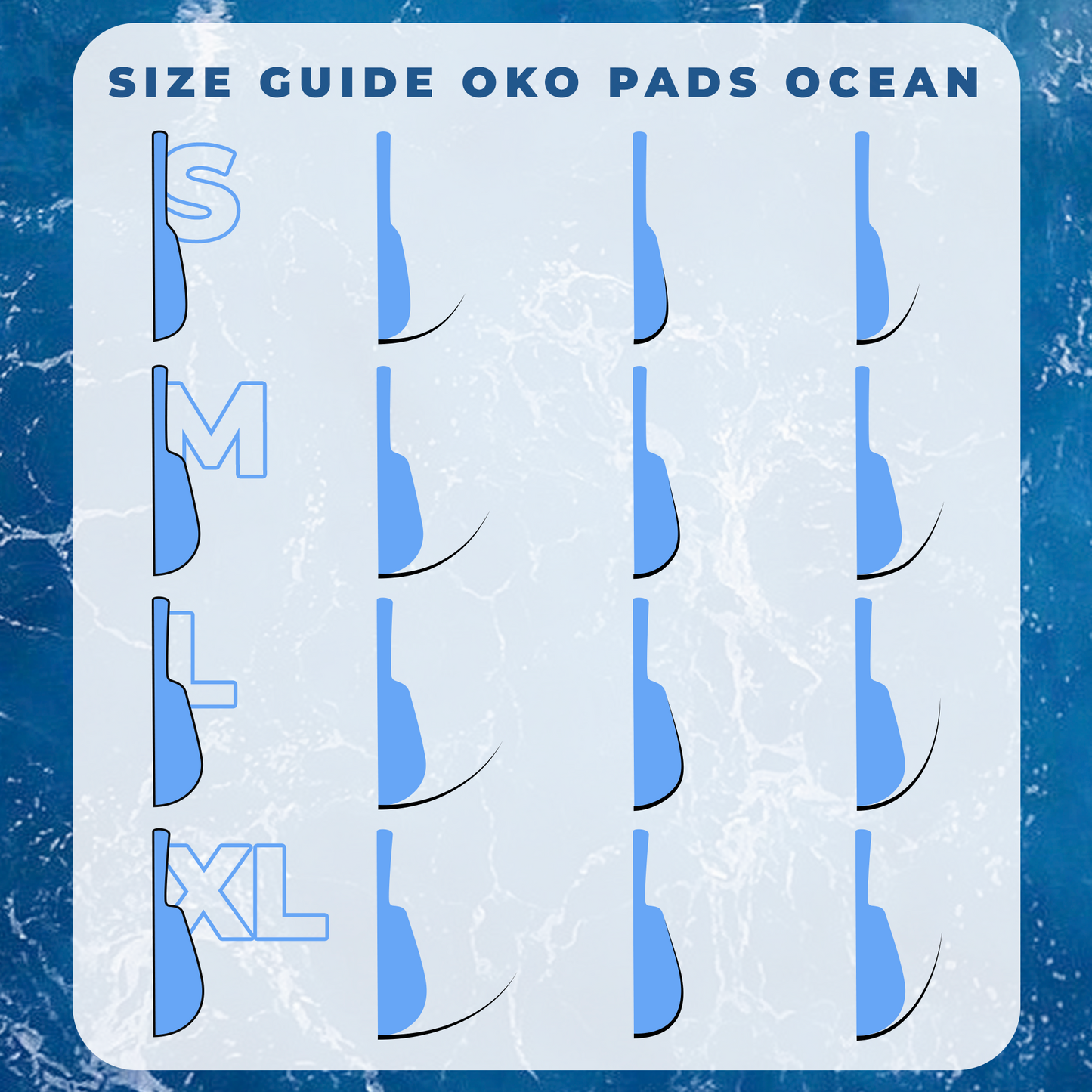 OKO Lash&Brow Ocean Eyelash Lamination Roller Set, 4 Paare (S, M, L, XL)