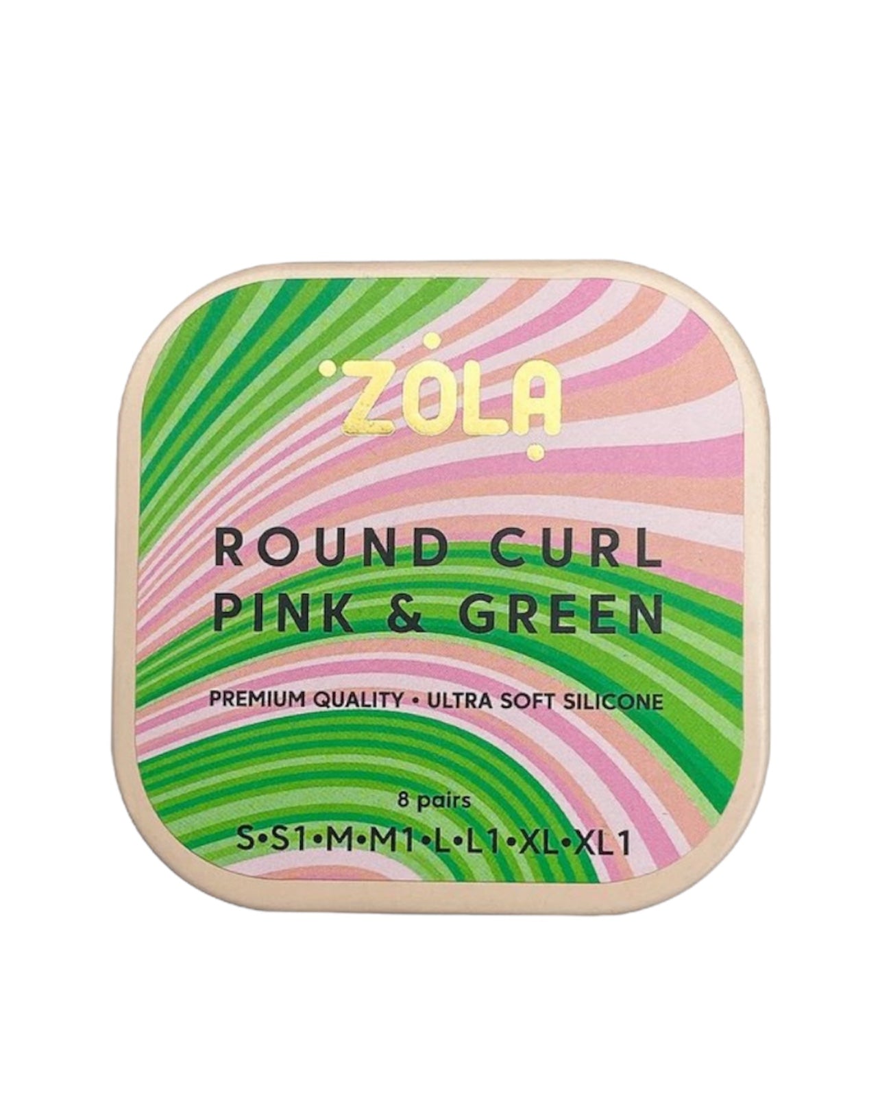 ZOLA Silikonrollen Round Curl Pink und Grün, 8 Paare